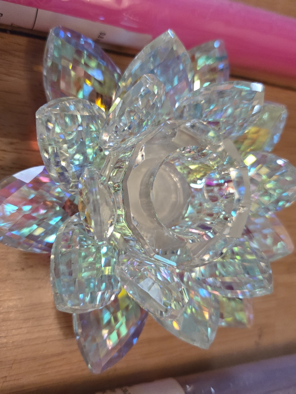 Crystal Lotus  Glass Candle Holder - Home Art
